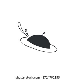 Cafe or restaurant delivery service logo element. Vector hand drawn flying dish icon. For business branding and identity.