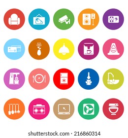 Cafe and restaurant flat icons on white background, stock vector