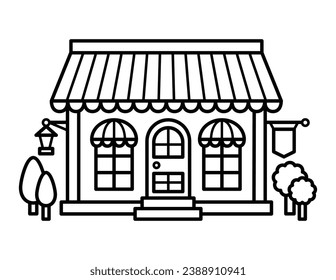 Cafe Restaurant Front Coloring Page For Children