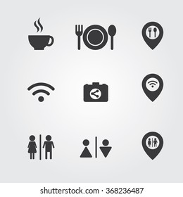 Cafe and Restaurant icons. Cooking and kitchen vector illustration.