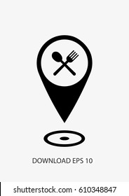 Cafe and restaurant  location icon isolated, Vector