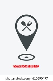 Cafe and restaurant  location icon isolated, Vector