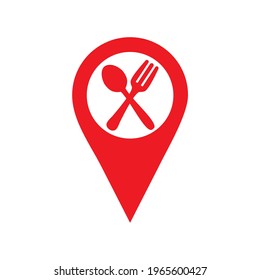 Cafe and restaurant location icon. Map pointer silhouette symbol