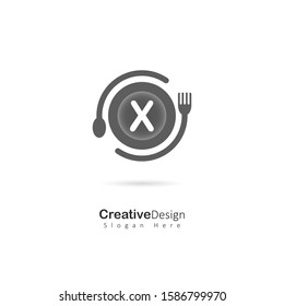Cafe and Restaurant logo with Initial Letter X. Design Vector logo for Cafe or Reastaurant