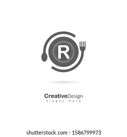 Cafe and Restaurant logo with Initial Letter R. Design Vector logo for Cafe or Reastaurant