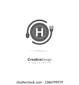 Cafe and Restaurant logo with Initial Letter H. Design Vector logo for Cafe or Reastaurant