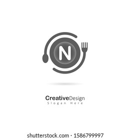Cafe and Restaurant logo with Initial Letter N. Design Vector logo for Cafe or Reastauran