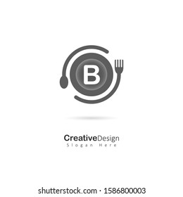 Cafe and Restaurant logo with Initial Letter B. Design Vector logo for Cafe or Reastaurant