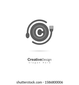 Cafe and Restaurant logo with Initial Letter C. Design Vector logo for Cafe or Reastaurant