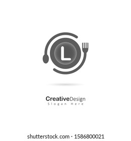 Cafe and Restaurant logo with Initial Letter L. Design Vector logo for Cafe or Reastaurant
