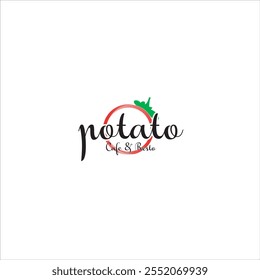 The cafe and restaurant logo says Potato in red, green and black