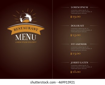 Cafe restaurant menu template identity vector mockup. Card with a list of dishes illustration