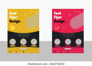 Menús de cafetería y restaurantes, cocina y Plantillas de diseño de volantes de comida rápida