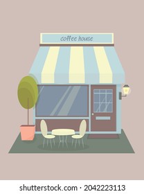 cafetería o restaurante con terraza al aire libre. vector