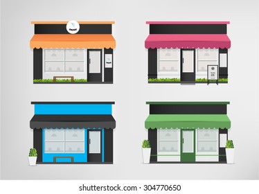 Cafe restaurant shop and bakery. Vector set
