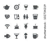 Cafe and restaurant simple minimalistic icons set