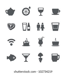 Cafe and restaurant simple minimalistic icons set