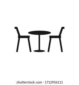 Cafe, restaurant table and chairs vector icon