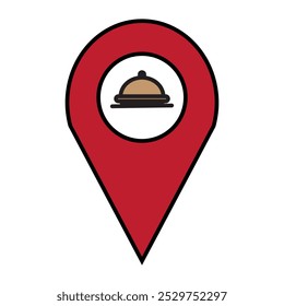 Cafe and restaurants location icon. Drop shadow map pointer silhouette symbol