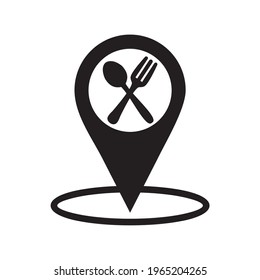 Cafe and restaurants location icon. Map pointer silhouette symbol