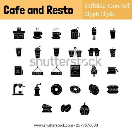 Cafe and Resto Collection Icon Set Glyph Style