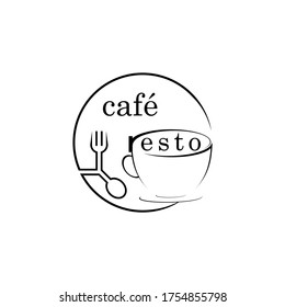 Cafe and Resto logo in vector icon design, featuring a coffee cup, cutlery, or food dome elements combined with clean, modern lines to convey warmth, hospitality, and a stylish dining experience.