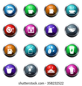 Cafe round glossy web icon set