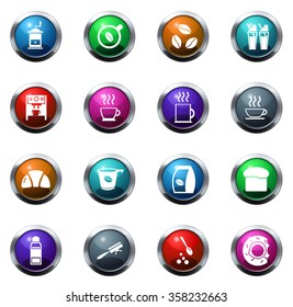 Cafe round glossy web icon set