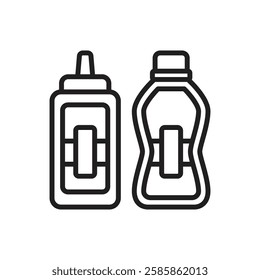 Cafe Sauce Bottle Outline Icon Vector Illustration