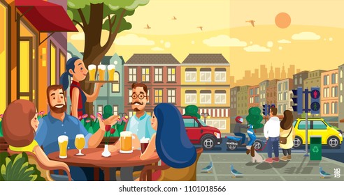 A cafe scene in the afternoon