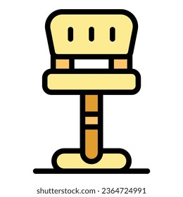 Cafe seat icon outline vector. Bar stool. Modern chair color flat