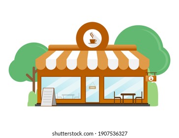 Cafe shop, coffee shop flat design vector illustration