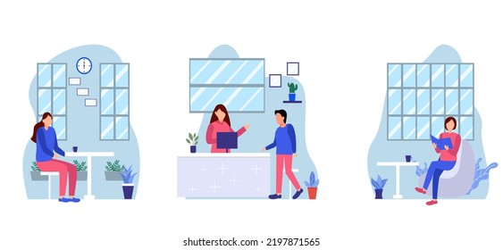 Cafe shop flat design bundle