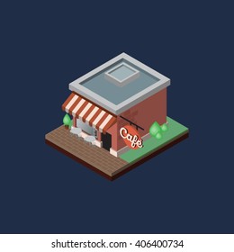 Cafe Shop Flat Isometric / Coffee Shop Flat Isometric