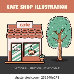 Cafe shop hand-drawn vector illustration