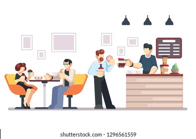 Cafe Shop People Relaxing Modern Place Stock Vector (Royalty Free ...