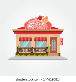 Cafe shop and restaurant building vector flat design illustration