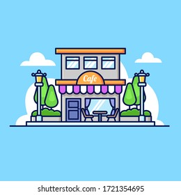 Cafe shop vector flat illustration