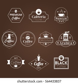 Café Shop Vintage Kaffee White Vector Badges Logos Set