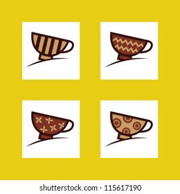 Cafe sign, coffee cups, cafe menu