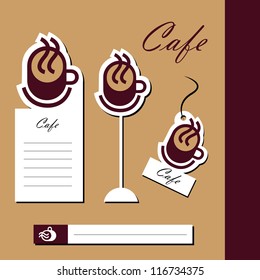 Cafe sign set, cafe menu, coffee cup