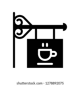Cafe sign vector, coffee related solid design
