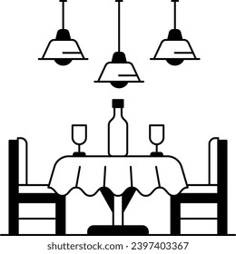 Cafe Sitting Area Concept, Date night Dinner Vector Icon Design, Hotel and Motel Services Symbol, Vacations Rental Sign, Restaurant Supplies Stock Illustration