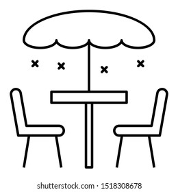 Cafe Sitting umbrella and sun bathing lounge chair vector icon