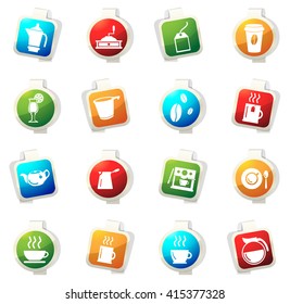 Cafe stickers label icon set for web sites