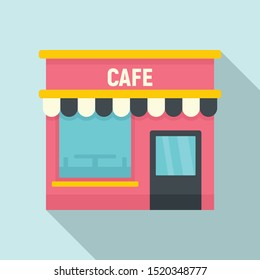 Cafe street shop icon. Flat illustration of cafe street shop vector icon for web design