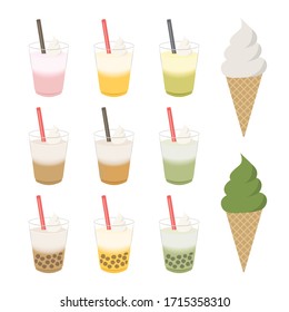 Cafe sweets menu vector illustration set.