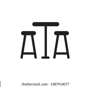 Cafe Table And Chair Icon Vector Template