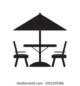 Café-Tabelle und Stuhl-Symbol Vektorvorlage schwarze Glyphe Symbol
