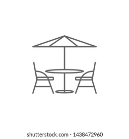 Cafe, Table, Chairs. Thin Line Icon.